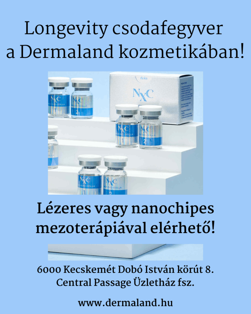Longevity csodafegyver Kecskeméten CSAK a Dermaland kozmetikában: az új koreai NAD+ szérum a magyar piacon teljesen egyedülálló! Nagykőrös, Kiskunfélegyháza, Soltvadkert, Lajosmizse, Lakitelek, Tiszakécske, Szeged mezoterápia, dermapen nanochipes arcfeszesítő, ráncfeltöltő kezelés.